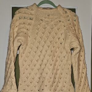 Envelope 1976 Alpaca Wool Cozy Cream Cable Elk Knit Sweater Size 38 Merino